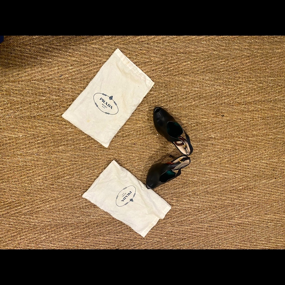 Prada Black Heels Open Toe